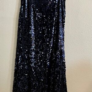 Carmen Marc Valvo Black Sequin Glamours & Elegant Maxi Skirt